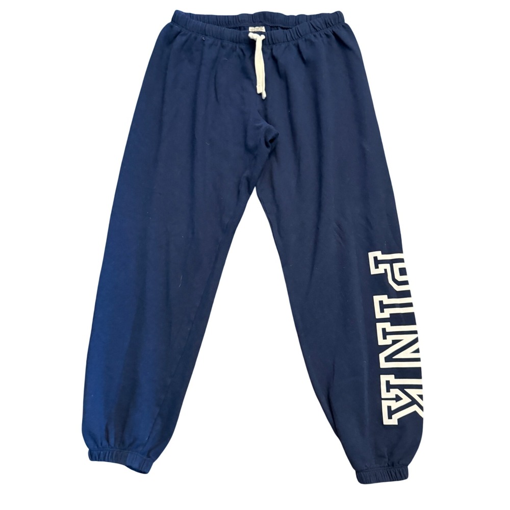 Victoria's Secret PINK Navy Blue Logo Jogger Sweatpants Women Medium